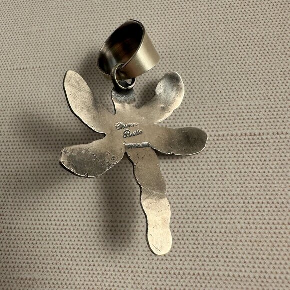 Chimney Butte White Buffalo Dragonfly Pendant Hallmarked - Picture 8 of 10